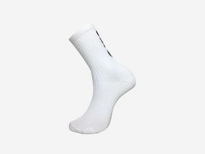 Chaussette de vélo blanche côté