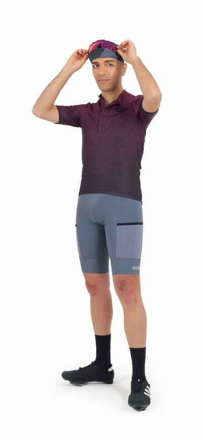 Chemisette gravel bordeaux et cuissard vélo TITAN gris