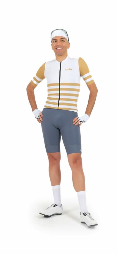 Maillot vélo LOCMAN ocre et cuissard vélo GRAN FONDO gris