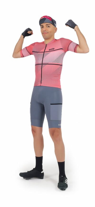 Maillot vélo LEADER rose et cuissard vélo TITAN gris