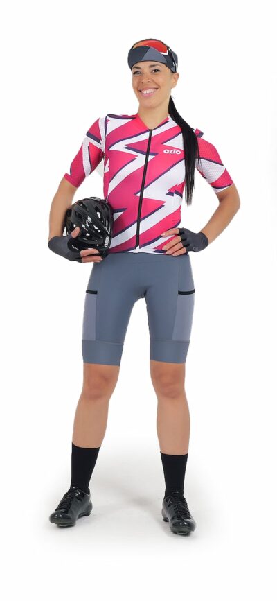 Maillot vélo femme THOR rose et cuissard vélo femme TITAN gris