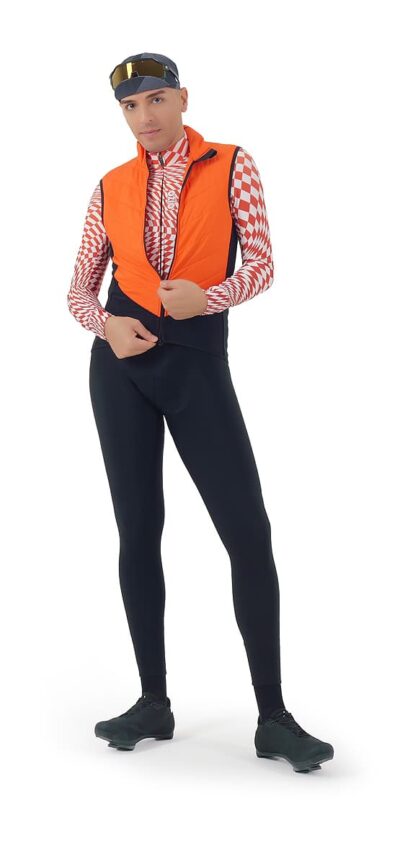 Gilet vélo matelassé JAQUE orange et collant vélo TEAM noir